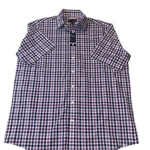 NWT Jos A Bank Traditional Fit Shirt XLT Purple White Short Sleeve XL Tall